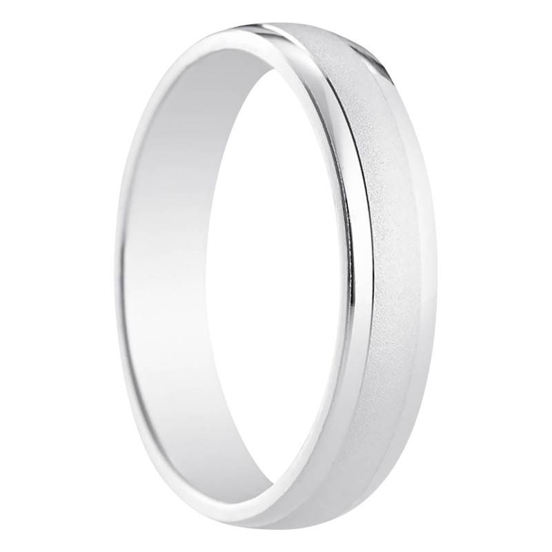 Bilbao Standard Semi-Domed Wedding Ring in 375 White Gold, Width 4 mm - Amore