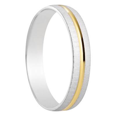 Aduna 375 Two-Tone Gold Demi-Domed Standard Wedding Ring, Width 4 mm - Amore