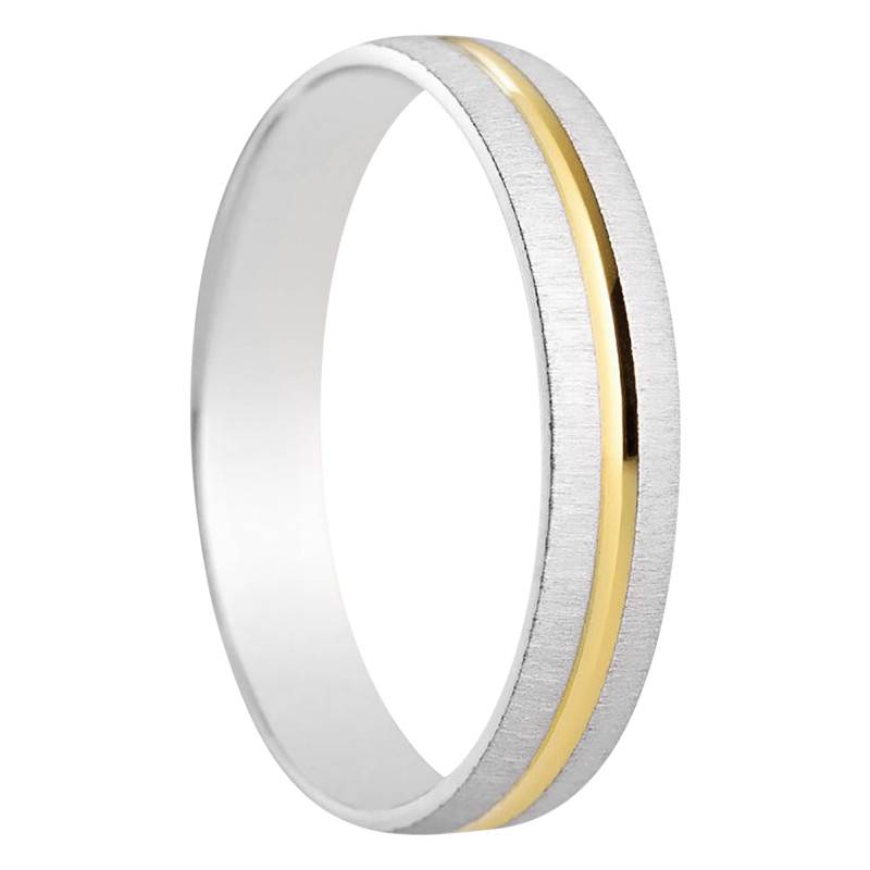 Aduna 375 Two-Tone Gold Demi-Domed Standard Wedding Ring, Width 4 mm - Amore