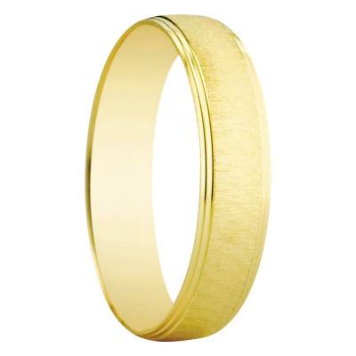 Standard Semi-Domed 375/1000 Yellow Gold Elche Wedding Ring, Width 4.50 mm - Amore