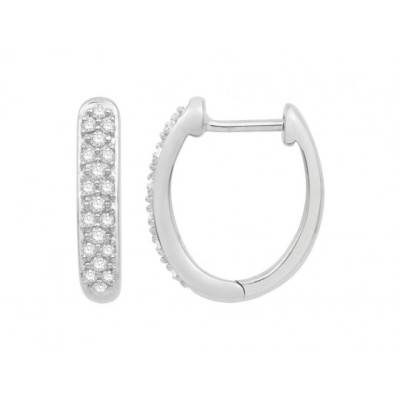 Créoles Diamants 0,20 ct GSI2 et Or Blanc 750, Diamètre 12 mm - Diamond Lady