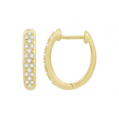 Créoles Diamants 0,20 ct GSI2 et Or Jaune 750, Diamètre 12 mm - Diamond Lady