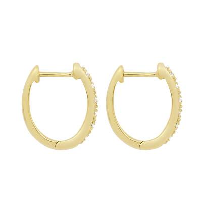 Créoles Diamants 0,20 ct GSI2 et Or Jaune 750, Diamètre 12 mm - Diamond Lady