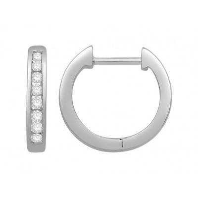 Créoles Diamants 0,15 et 0,20 ct GSI2 et Or Blanc 750 - Diamond Lady