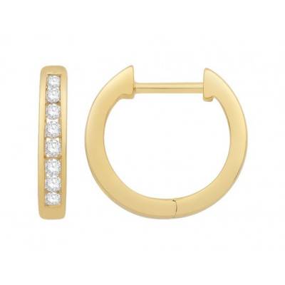 750 Yellow Gold & Diamond Hoop Earrings 0.15 and 0.20 ct GSI2 - Diamond Lady