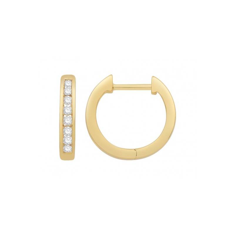 750 Yellow Gold & Diamond Hoop Earrings 0.15 and 0.20 ct GSI2 - Diamond Lady