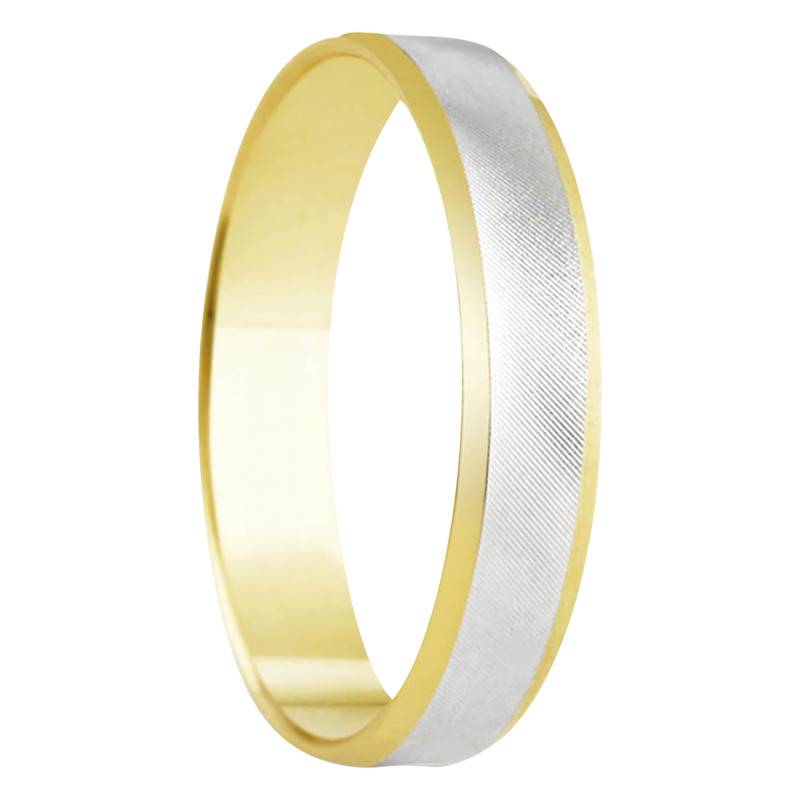 Standard Concave 375/1000 Two-Tone Gold Cordoue Wedding Ring, Width 4 mm - Amore