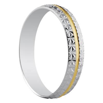 375 2-Gold Half-Dome Standard Diamond-Cut Santander Wedding Ring, Width 4 mm - Amore