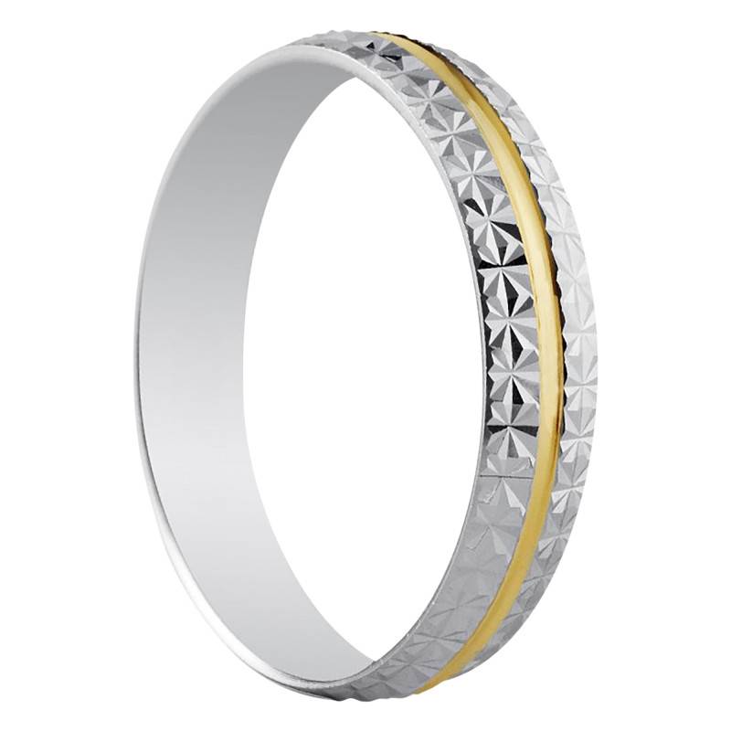 375 2-Gold Half-Dome Standard Diamond-Cut Santander Wedding Ring, Width 4 mm - Amore