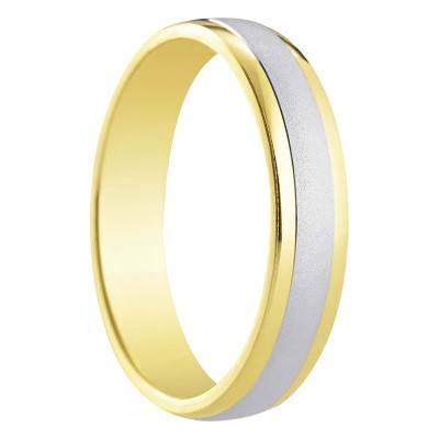 375 Yellow & White 2-Gold Half-Dome Standard Bilbao Wedding Ring, Width 4 mm - Amore