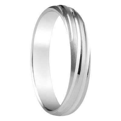 375 White Gold Standard Demi-Dome Palma Wedding Ring, 4 mm Width - Amore