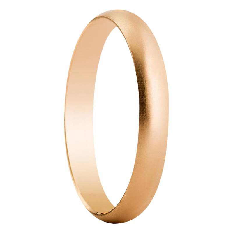 750/1000 Rose Gold Matte Standard Half-Dome Madrid Wedding Ring, Width 3 mm - Amore