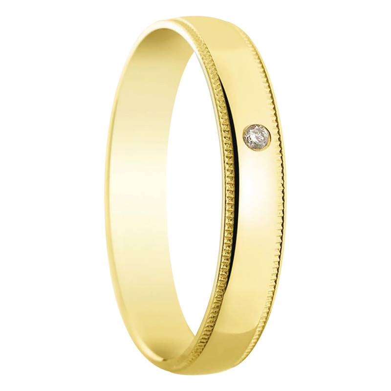Belen Half Dome Standard 750/1000 Yellow Gold & 0.02 ct Diamond Wedding Ring, Width 4 mm - Amore