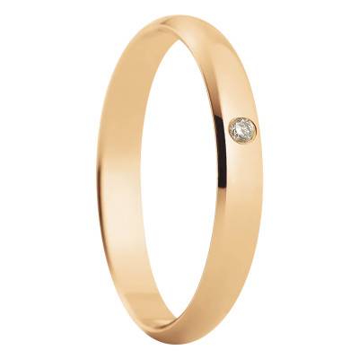 Alliance Demi-Bombée Allégée Madrid en Or Rose 750 & Diamant 0,02 ct, Largeur 3 mm - Amore