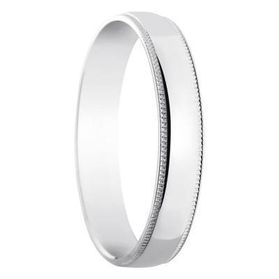 750 White Gold Standard Semi-Domed Graziella Wedding Ring, Width 4 mm - Amore