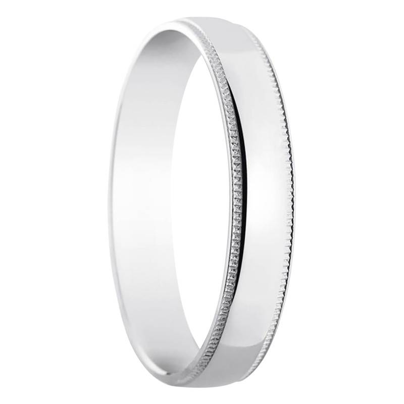 750 White Gold Standard Semi-Domed Graziella Wedding Ring, Width 4 mm - Amore
