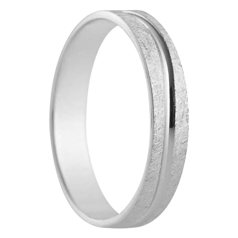 750 White Gold Standard Ribbon Carmella Wedding Ring, Width 4 mm - Amore