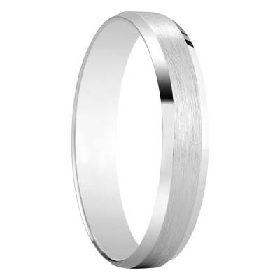 750 White Gold Standard Half-Dome Brunete Wedding Ring, Width 4 mm - Amore