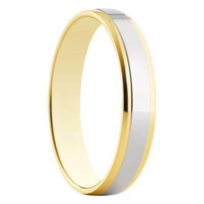 Montalbo Standard Ribbon 2-Tone 750/1000 Gold Wedding Ring, Width 3.50 mm - Amore