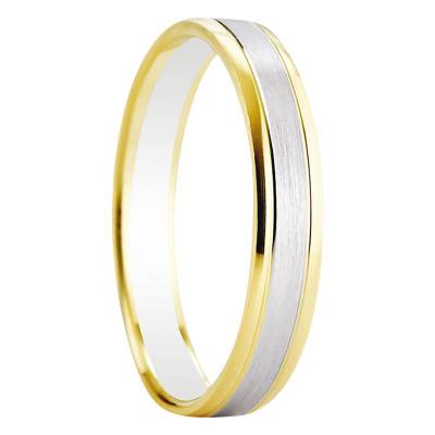Alaraz Two-Tone 750/1000 Gold Standard Ribbon Wedding Ring, 4 mm - Amore