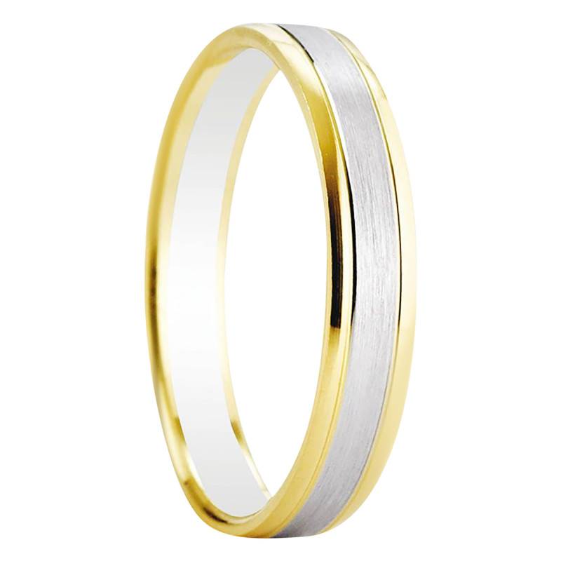 Alaraz Two-Tone 750/1000 Gold Standard Ribbon Wedding Ring, 4 mm - Amore