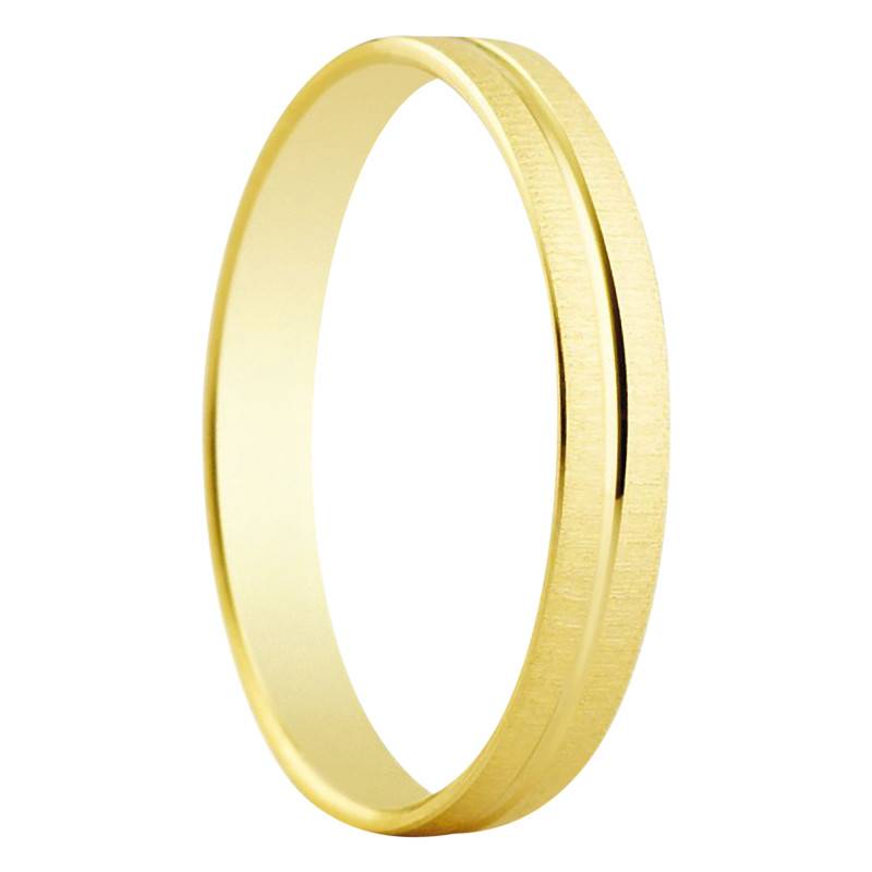 Almorox Lightweight Ribbon 750/1000 Yellow Gold Wedding Ring, Width 3 mm - Amore