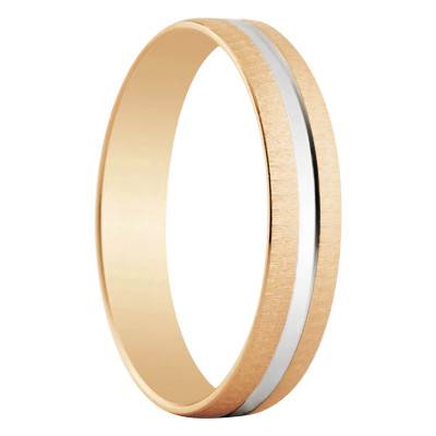 Aduna Standard Half-Domed Two-Tone 750/1000 Gold Wedding Ring, Width 4 mm - Amore