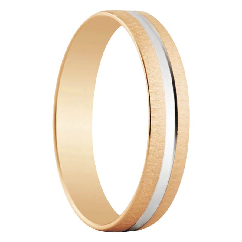 Aduna Standard Half-Domed Two-Tone 750/1000 Gold Wedding Ring, Width 4 mm - Amore