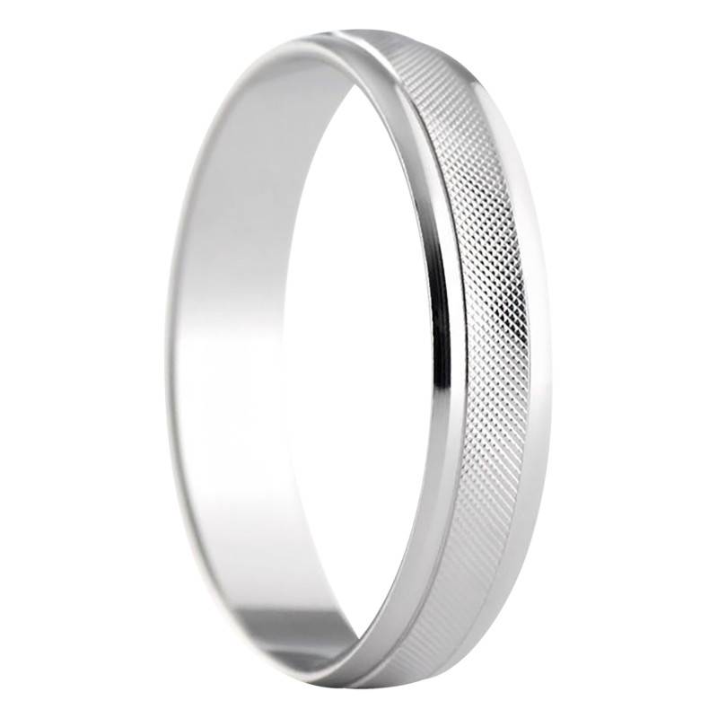Anoeta Concave Standard 750/1000 White Gold Wedding Ring, Width 4 mm - Amore