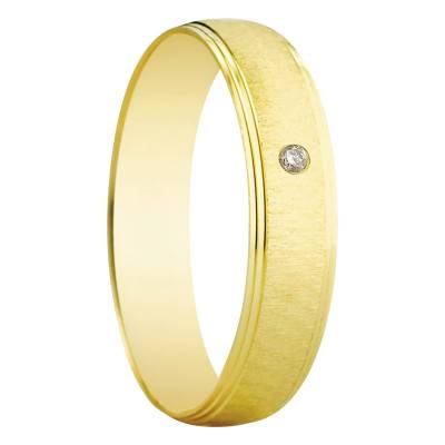 Alliance Demi-Bombée Standard Jorba en Or Jaune 750 & Diamant 0,01 ct, Largeur 4,50 mm - Amore
