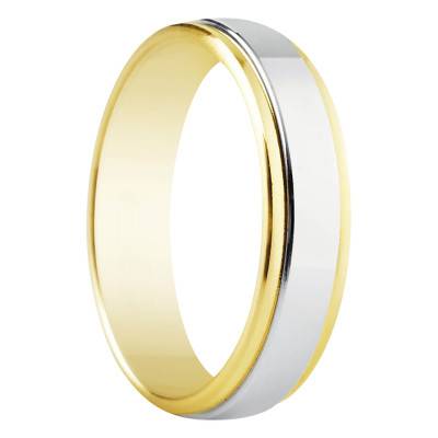 Izeda Two-Tone 750/1000 Gold Standard Ribbon Wedding Ring, 5 mm Width - Amore