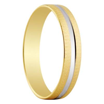 Two-Tone 750/1000 Gold Standard Half-Dome Aduna Wedding Ring, Width 4 mm - Amore