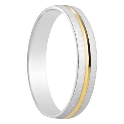 Aduna Two-Tone 750/1000 Gold Semi-Domed Standard Wedding Ring, 4 mm - Amore