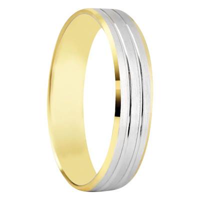 Two-Tone 750/1000 Gold Standard Band Tabara Wedding Ring, Width 4 mm - Amore