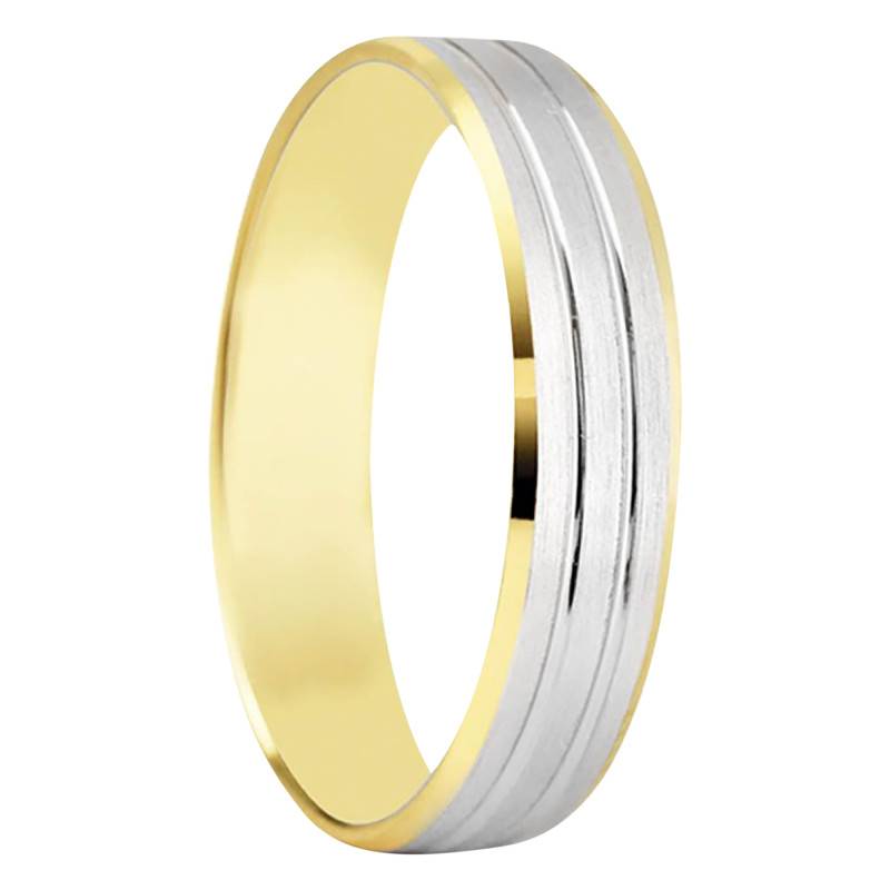 Two-Tone 750/1000 Gold Standard Band Tabara Wedding Ring, Width 4 mm - Amore