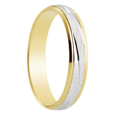 750/1000 2-Gold Standard Ribbon Isona Wedding Ring, Width 4 mm - Amore