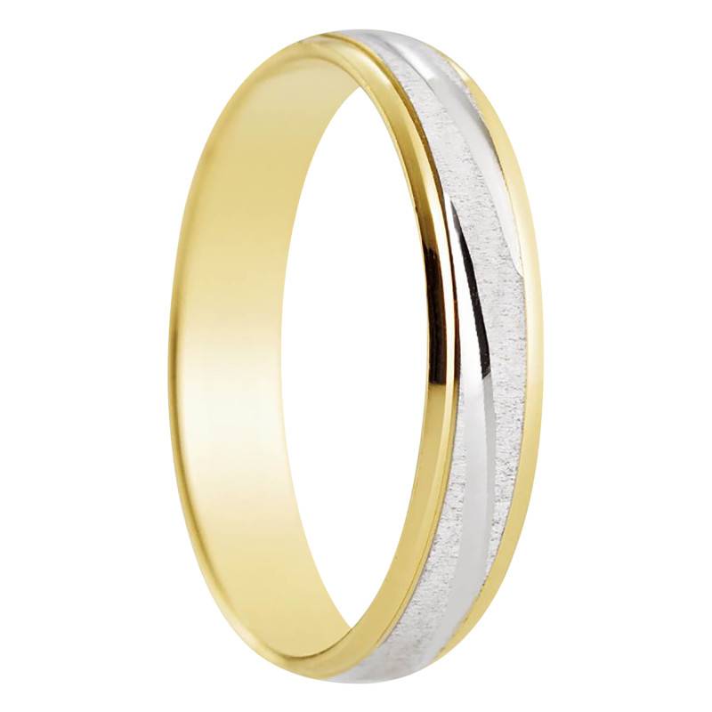 750/1000 2-Gold Standard Ribbon Isona Wedding Ring, Width 4 mm - Amore
