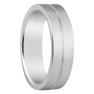 Alliance Ruban Confort Luarca à Rainure en Argent 925, Largeur 6 mm - Amore