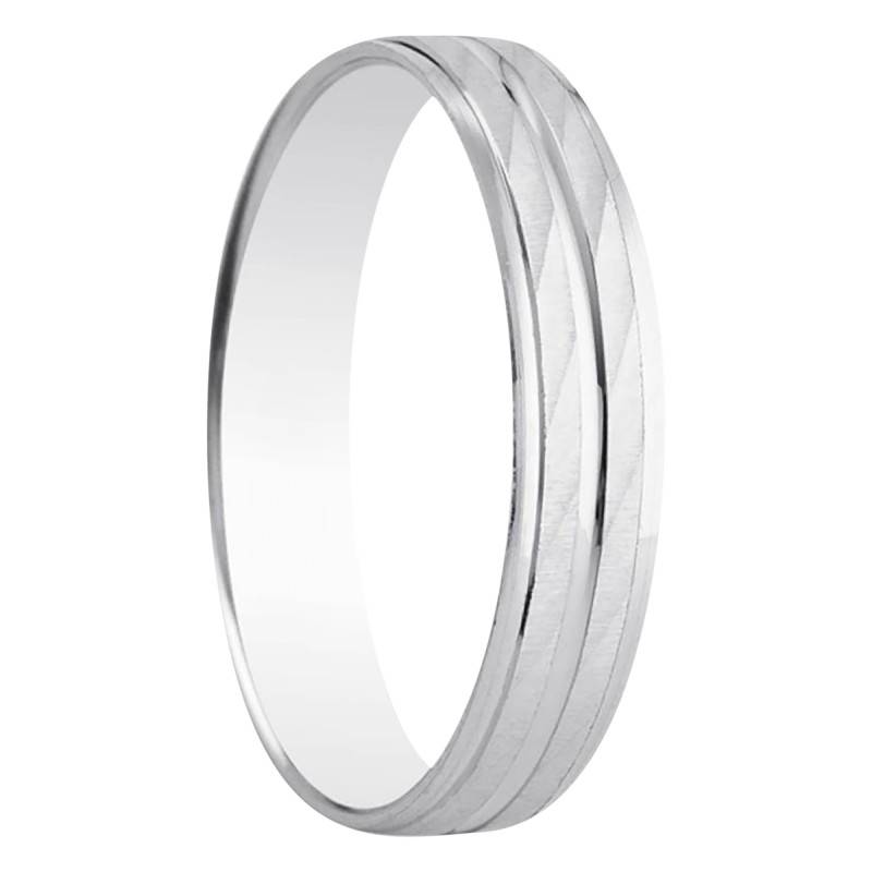 Silver 925 Ribbon Standard Valladolid Wedding Ring, 4 mm Width - Amore