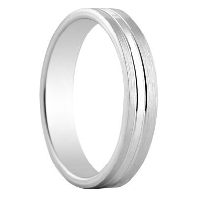 Silver 925 Ribbon Standard Pamplona Wedding Ring, 4 mm Width - Amore