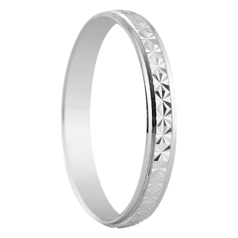 925 Silver Standard Flat Band Malaga Wedding Ring, Width 3 mm - Amore