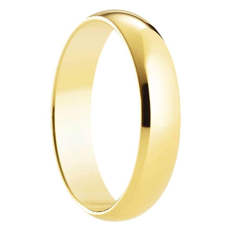 Standard Semi-Domed Madrid Wedding Ring In 750 Yellow Gold, Width 4 mm - Amore