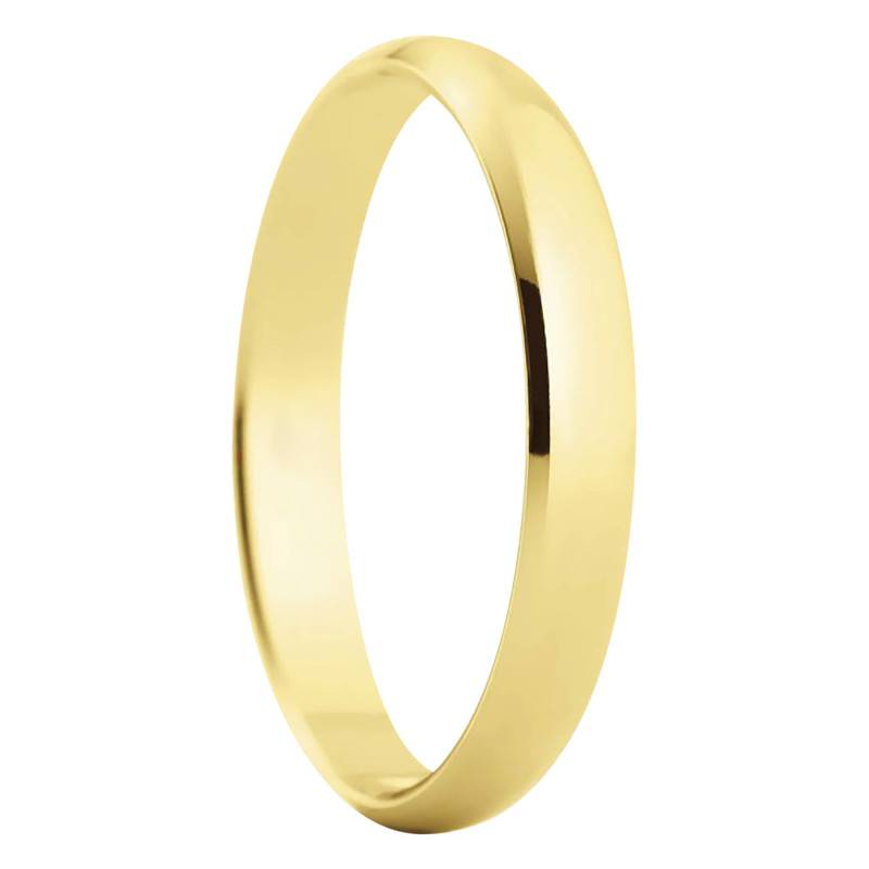 Madrid Standard Half-Domed 750/1000 Yellow Gold Wedding Ring, Width 3 mm - Amore