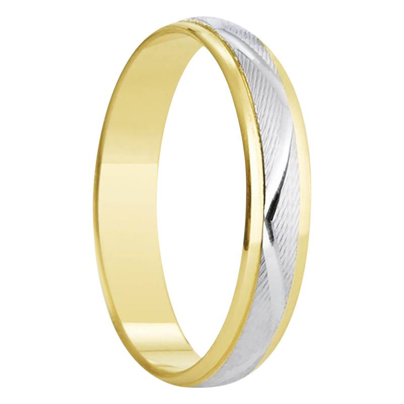 750 Two-Tone Gold Standard Half-Dome Wedding Ring Alcala, Width 4 mm - Amore