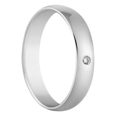 Alliance Demi-Jonc Standard Carthagène en Or Blanc 750 & Diamant 0,02 ct - Amore