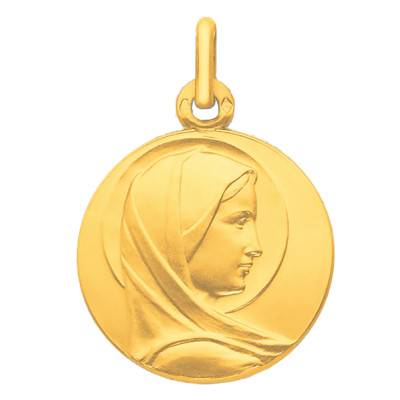 Médaille Vierge Bienveillante Auréolée Profil Or Jaune 375, Diamètre 18 mm - Pichard-Balme