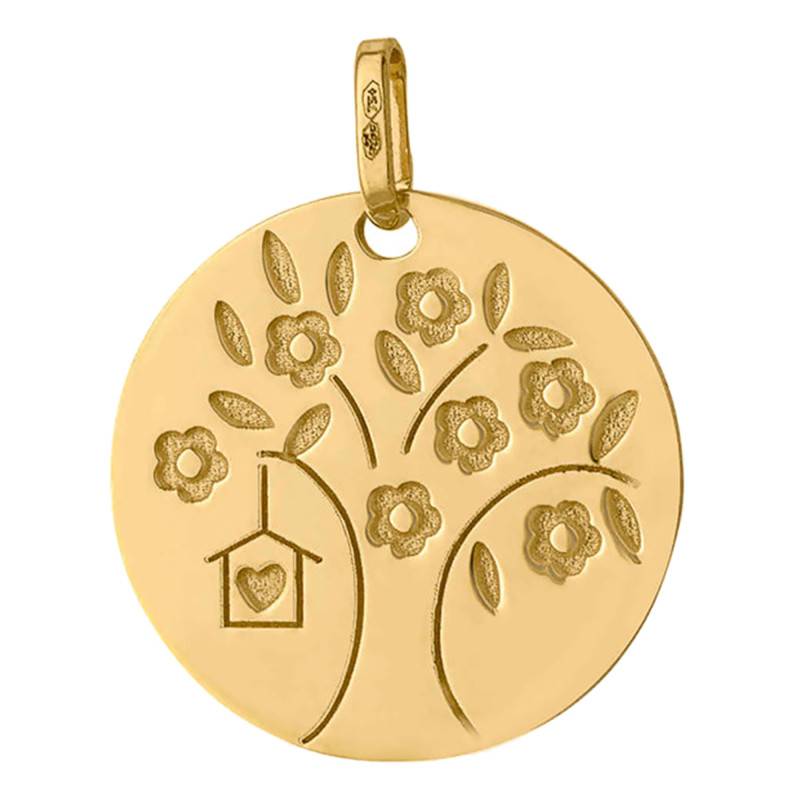 Heart Tree of Life Pendant, 750/1000 Yellow Gold, 18 mm Diameter - Vandona