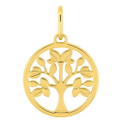 Médaille Arbre de Vie Or Jaune 750, Diamètre 12 mm - Emanessence