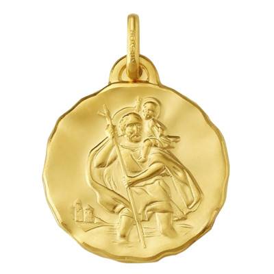 Argyor Round Saint Christopher 750/1000 Yellow Gold Medal, Diameter 18 mm - Argyor