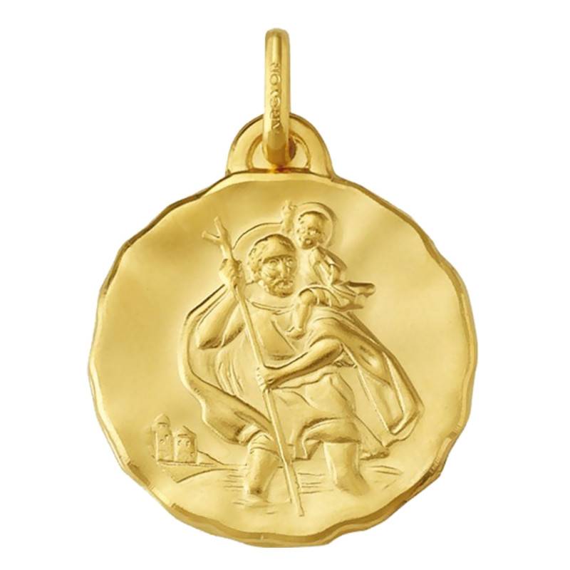 Argyor Round Saint Christopher 750/1000 Yellow Gold Medal, Diameter 18 mm - Argyor